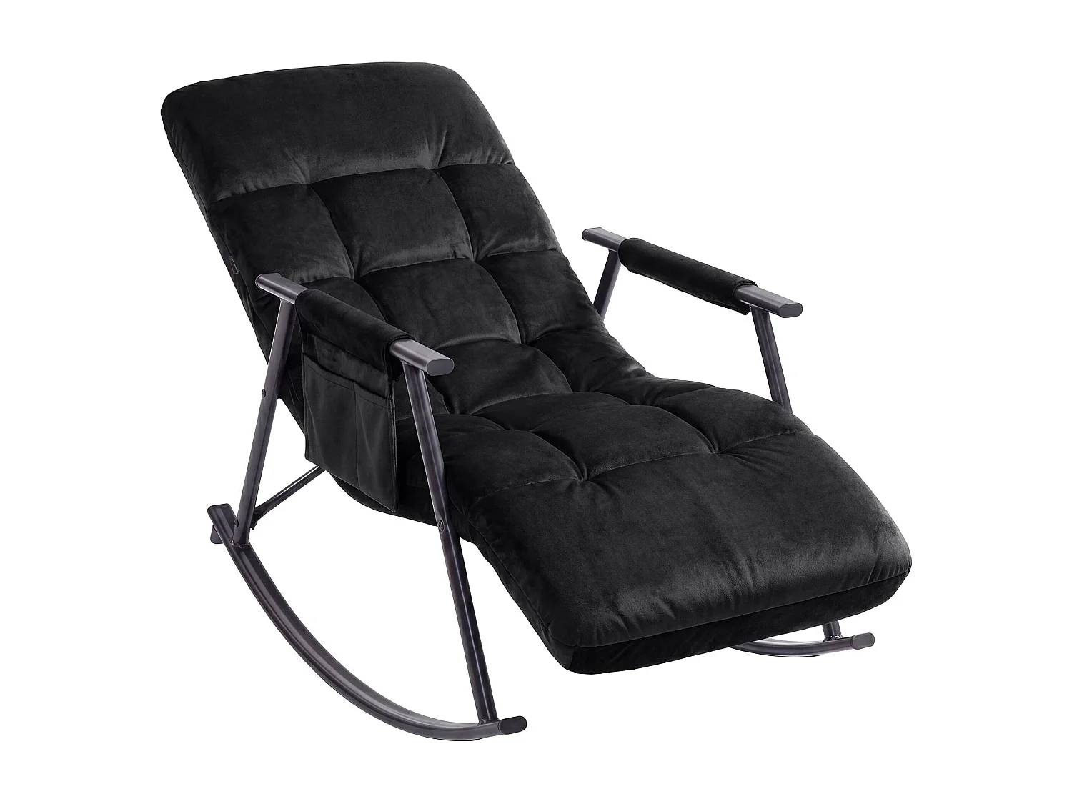 Fauteuil à bascule - Velours - Noir - Elara