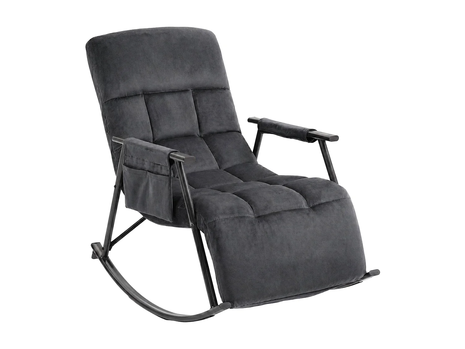 Fauteuil à bascule - Velours - Gris foncé - Elara
