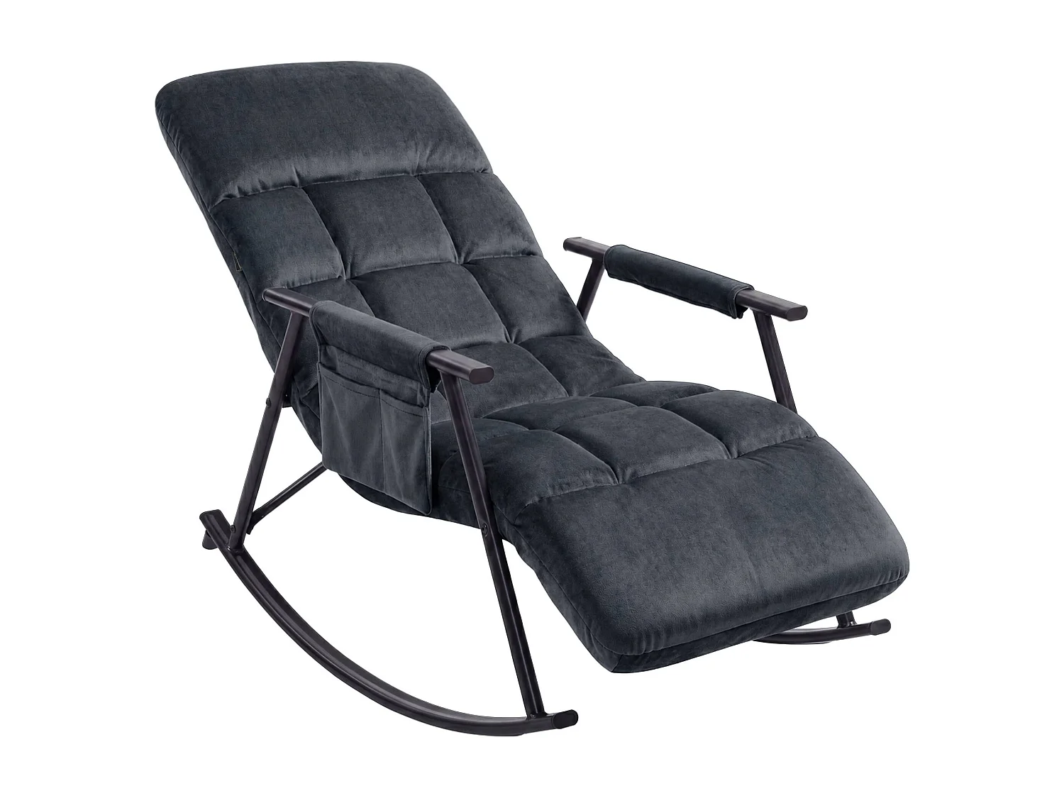 Fauteuil à bascule - Velours - Gris foncé - Elara
