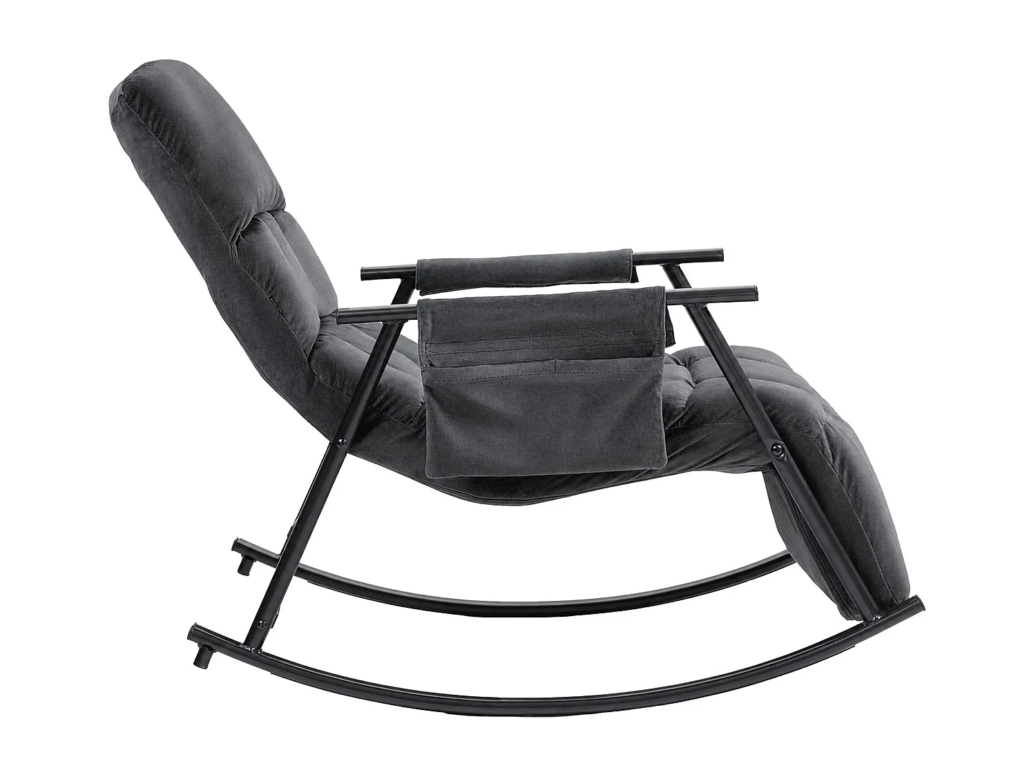 Fauteuil à bascule - Velours - Gris foncé - Elara