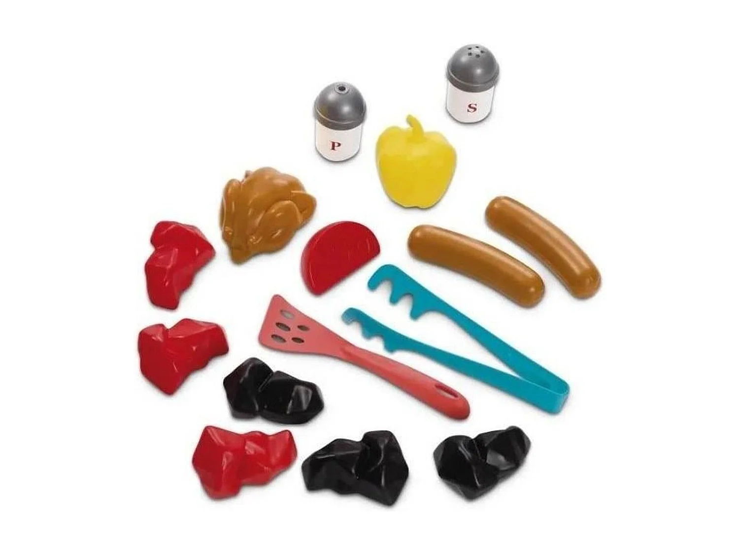 Ecoiffier Kinder Holzkohle BBQ Set mit 16 Zubehörteilen - Realistisches Spielerlebnis für Kinder