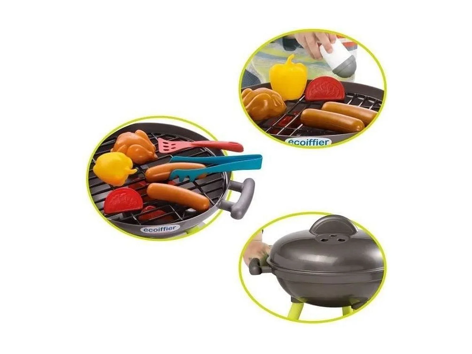 Ecoiffier Kinder Holzkohle BBQ Set mit 16 Zubehörteilen - Realistisches Spielerlebnis für Kinder