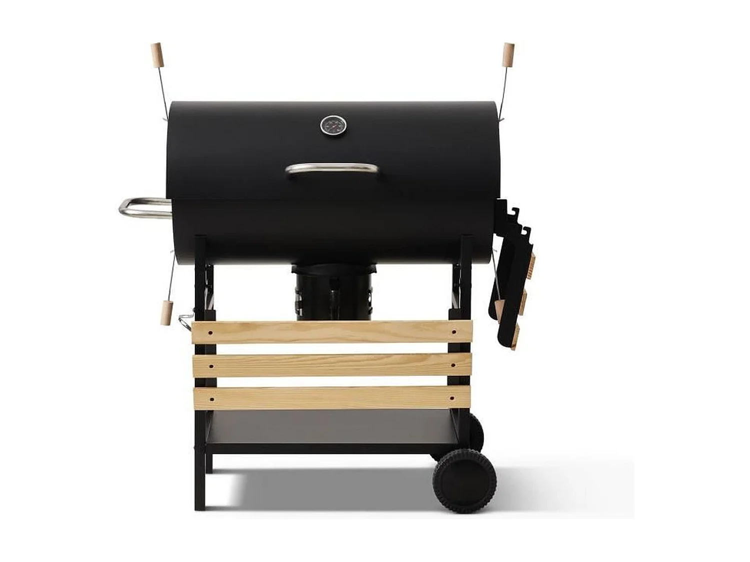 COOKINGBOX Mike Evolution Holzkohlegrill mit Wagen, 71 x 35 cm Grillfläche, Schwarz