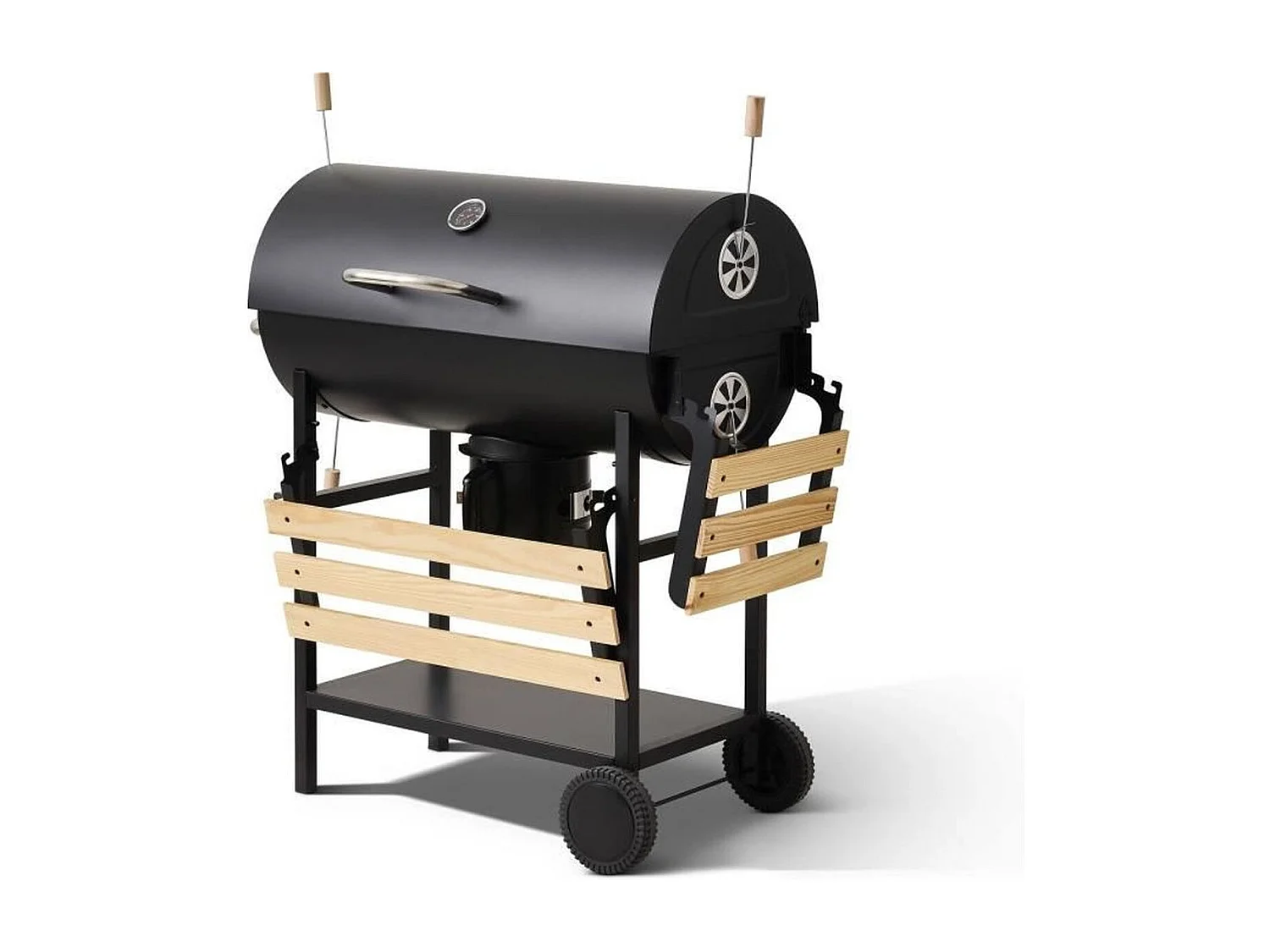 COOKINGBOX Mike Evolution Holzkohlegrill mit Wagen, 71 x 35 cm Grillfläche, Schwarz