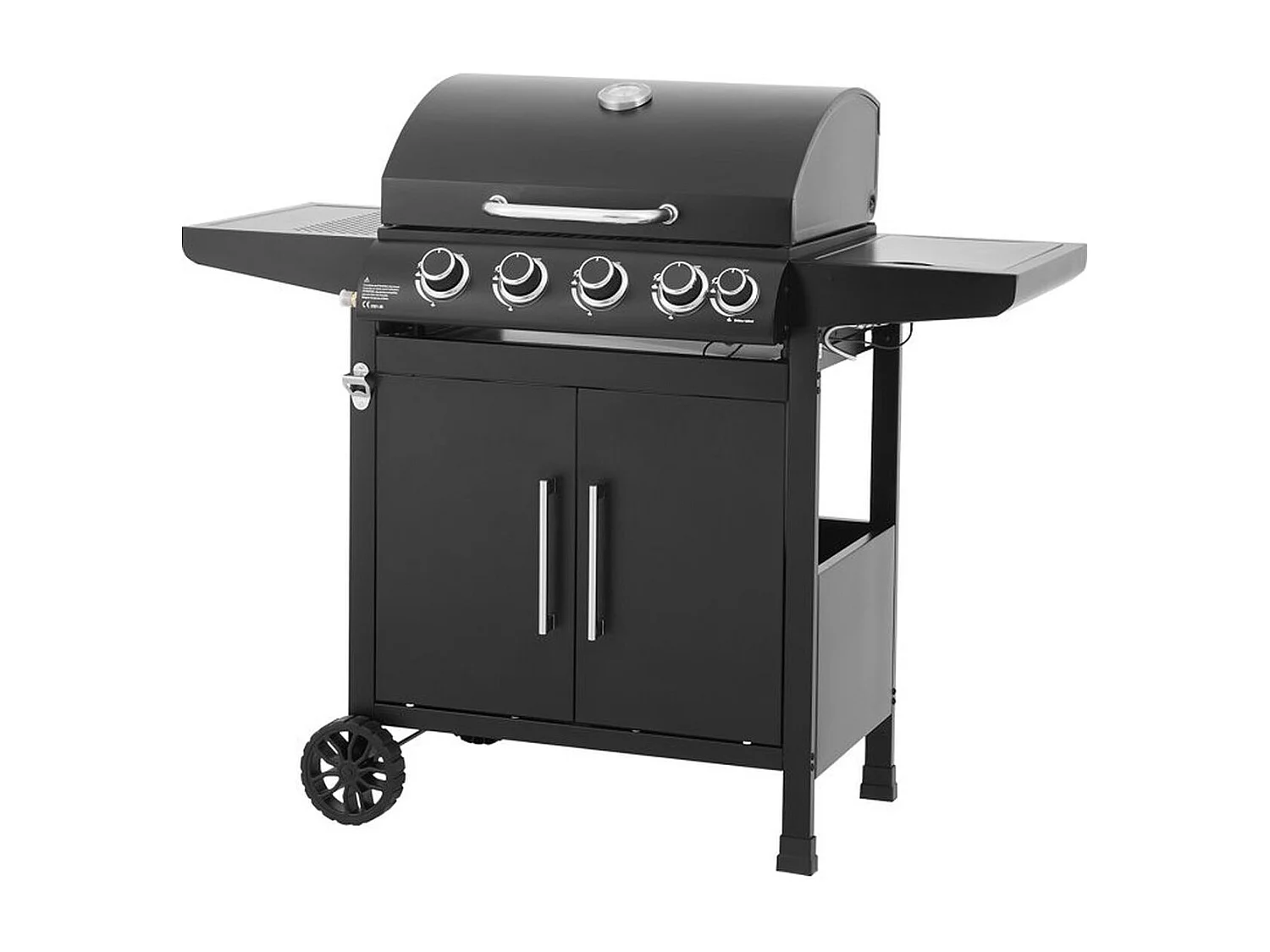 Cookingbox PAARL 4SB Gasgrill mit 4 Hauptbrennern + Seitenbrenner, Schwarz, 15 kW Leistung, Aufbewahrungstruhe