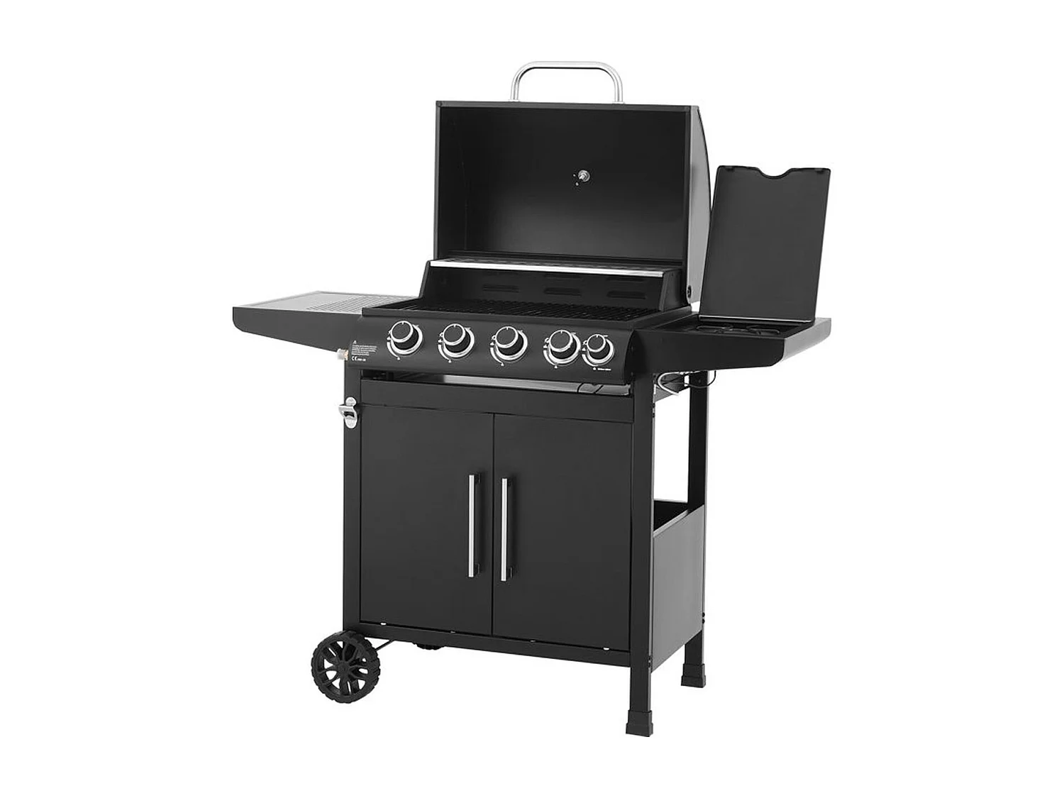 Cookingbox PAARL 4SB Gasgrill mit 4 Hauptbrennern + Seitenbrenner, Schwarz, 15 kW Leistung, Aufbewahrungstruhe