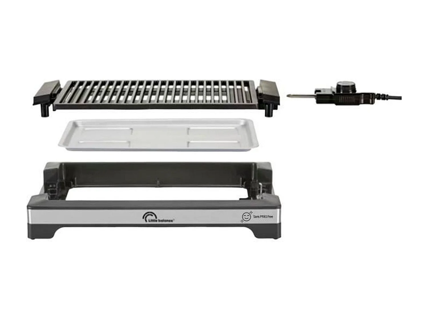 Pequeña Barbacoa Eléctrica Little Balance Easy 2000W - Revestimiento de Cerámica 38x25cm, Cocina sin Humo, Termostato Ajustable