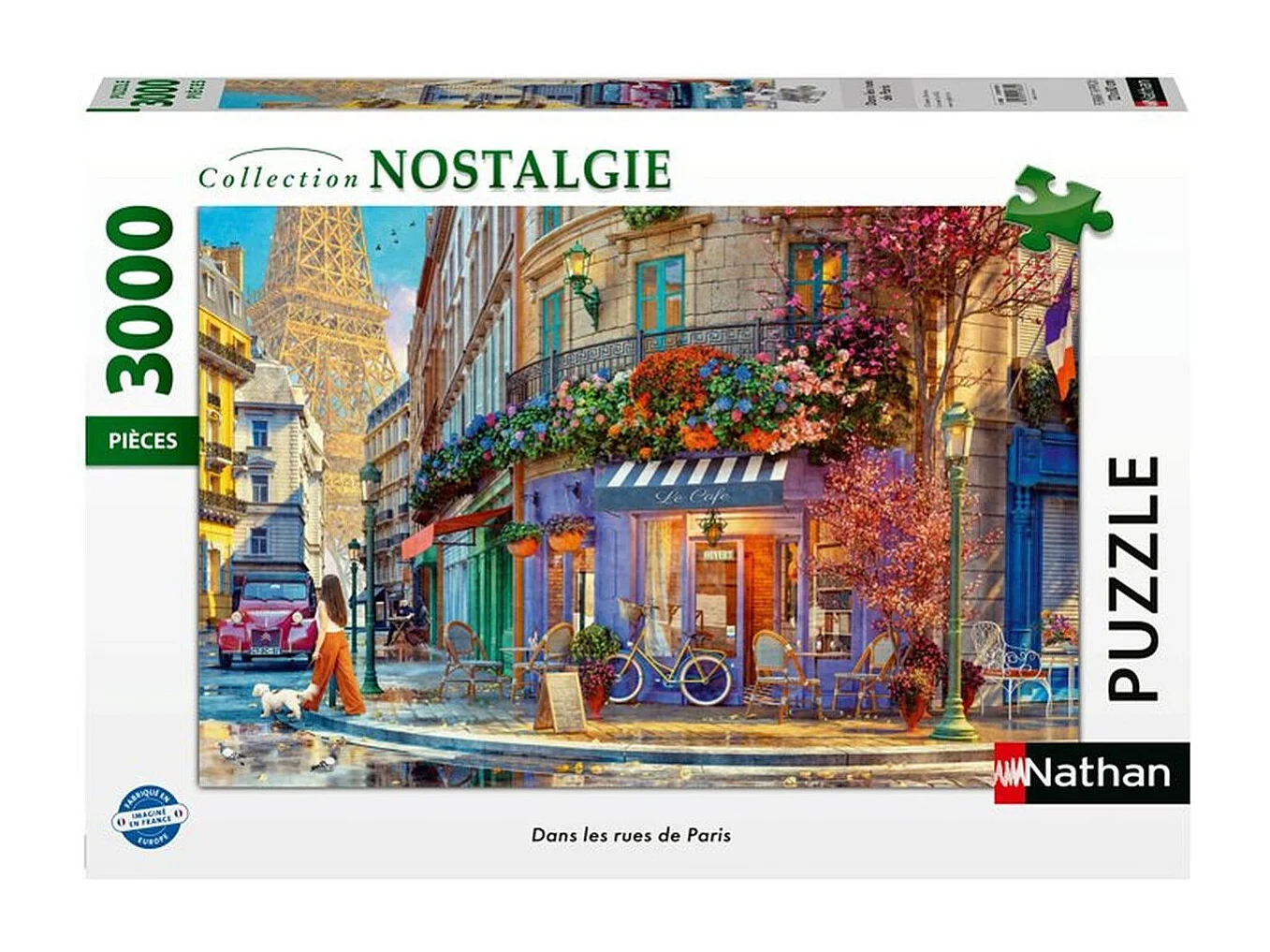 NATHAN Puzzle 3000 Teile - Pariser Straßenpuzzle Nostalgische Szene mit Eiffelturm
