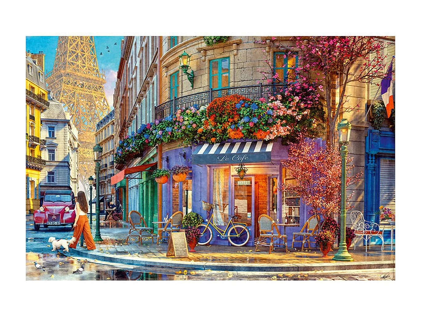 NATHAN Puzzle 3000 Teile - Pariser Straßenpuzzle Nostalgische Szene mit Eiffelturm