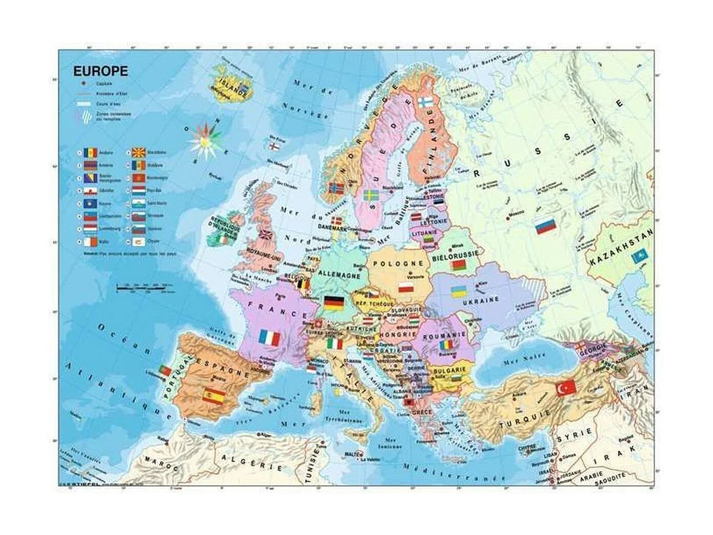 Ravensburger Puzzle XXL 200 Teile - Europakarte, Französische Kartografie, Pädagogische Geografie, FSC-zertifiziert, Familienspiel
