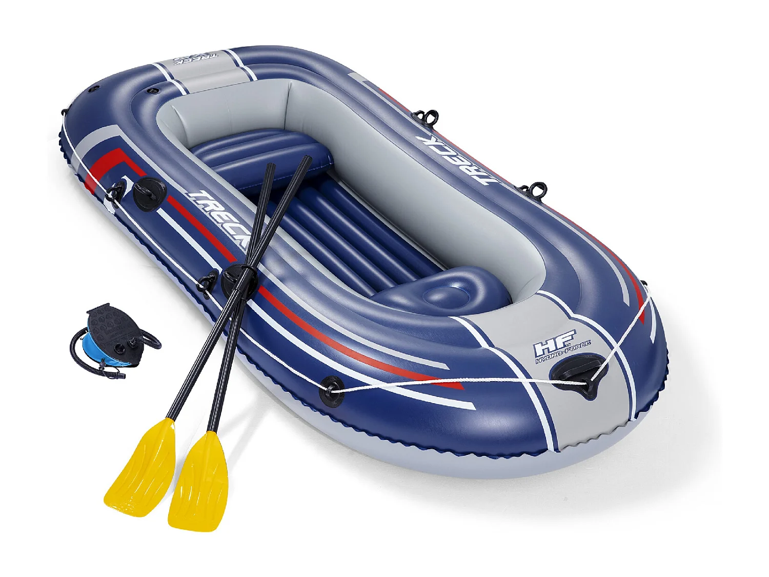 Bateau gonflable pour 2 adultes et 1 enfant Bestway Hydro-Force Treck X2 255 x 127 x 36 cm, avec 2 rames et une pompe à pied incluse
