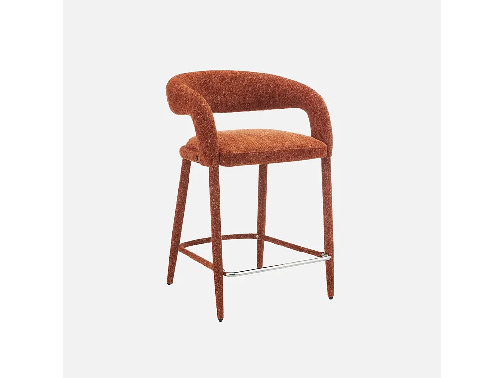 Lot de 2 tabourets de bar contemporain tissu terracotta - Alessia