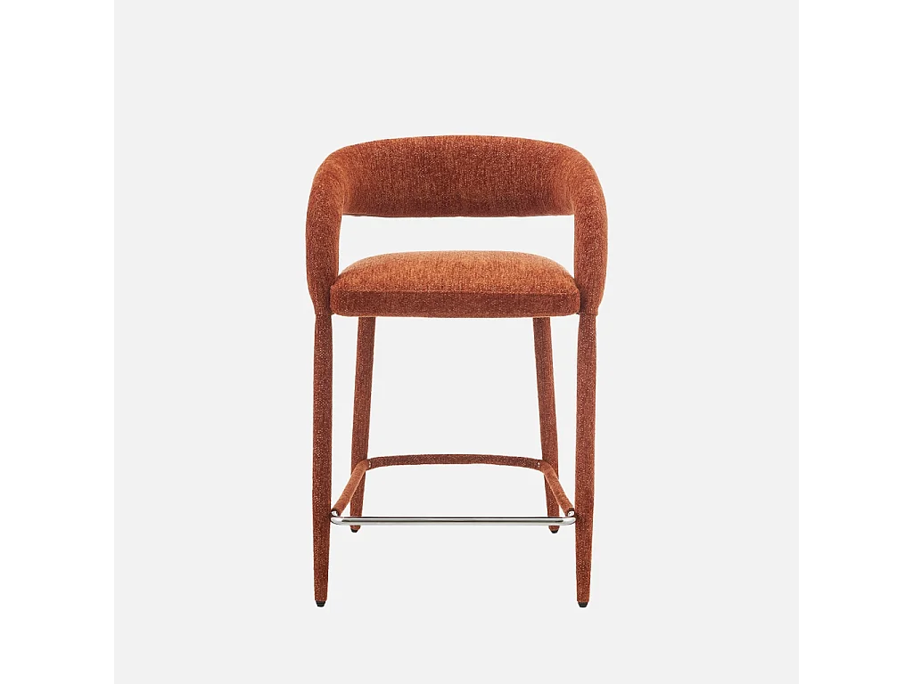 Lot de 2 tabourets de bar contemporain tissu terracotta - Alessia
