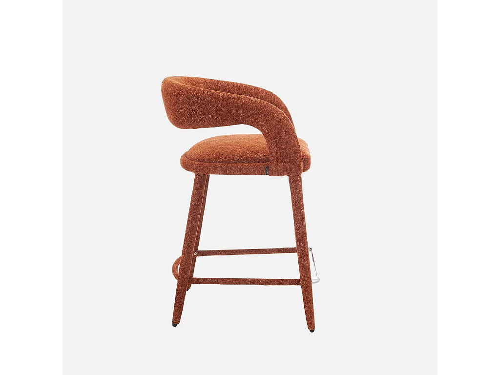 Lot de 2 tabourets de bar contemporain tissu terracotta - Alessia