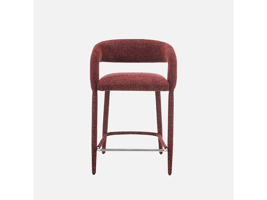 Lot de 2 tabourets de bar contemporain tissu bordeaux - Alessia