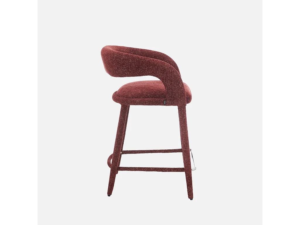 Lot de 2 tabourets de bar contemporain tissu bordeaux - Alessia