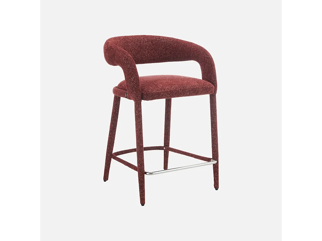 Lot de 2 tabourets de bar contemporain tissu bordeaux - Alessia