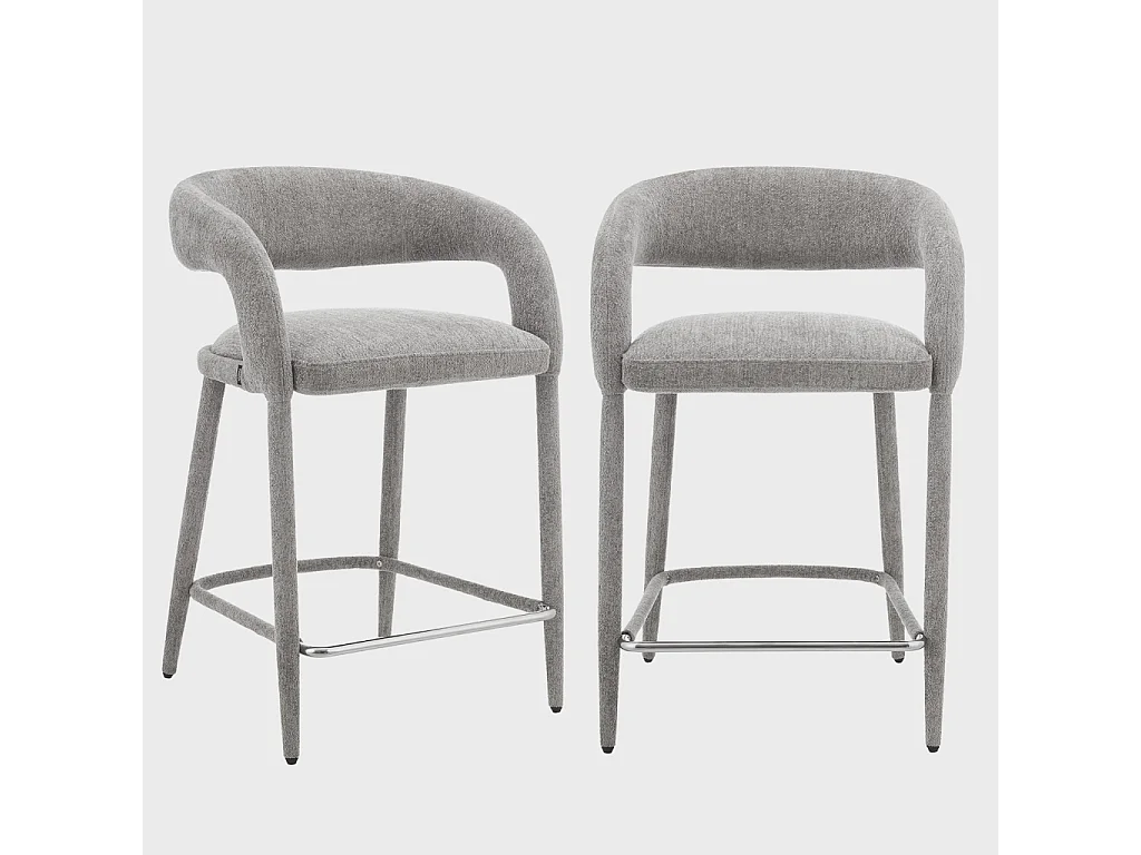 Lot de 2 tabourets de bar contemporain tissu taupe - Alessia