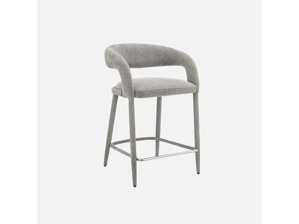 Lot de 2 tabourets de bar contemporain tissu taupe - Alessia