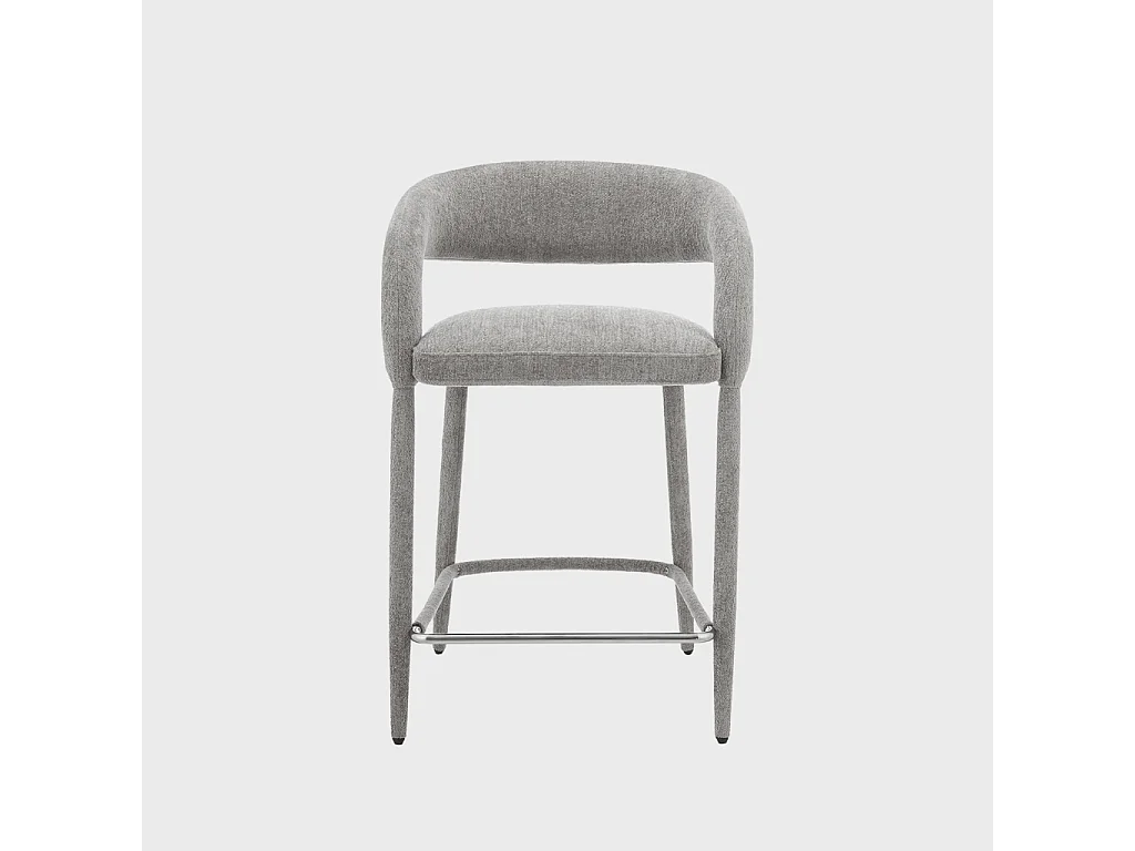 Lot de 2 tabourets de bar contemporain tissu taupe - Alessia