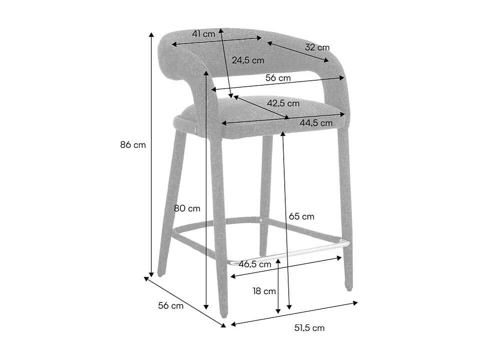 Lot de 2 tabourets de bar contemporain tissu taupe - Alessia