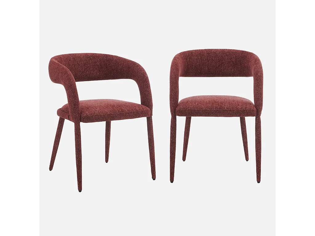 Sillón contemporáneo de tela, set de 2 burdeos