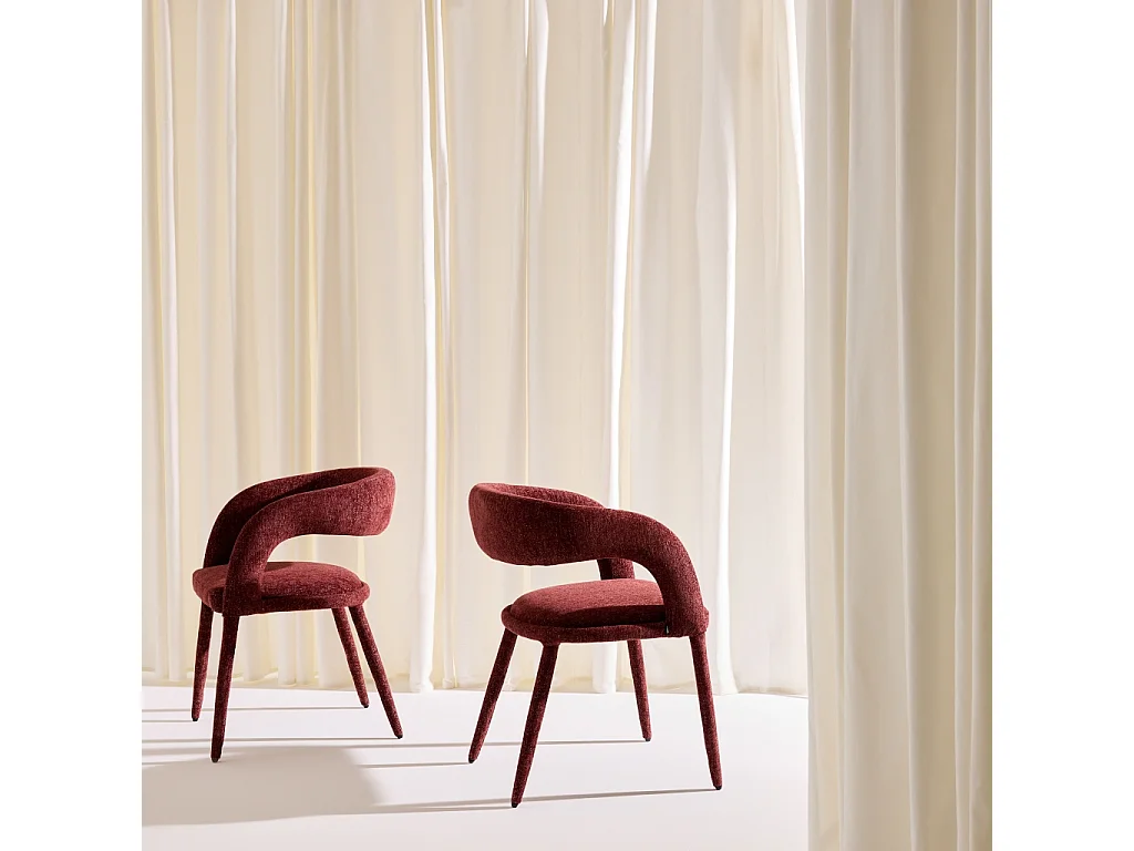 SET 2 POLTRONE CONTEMPORANEE IN TESSUTO BORDEAUX - 57.5X58X77.5 CM