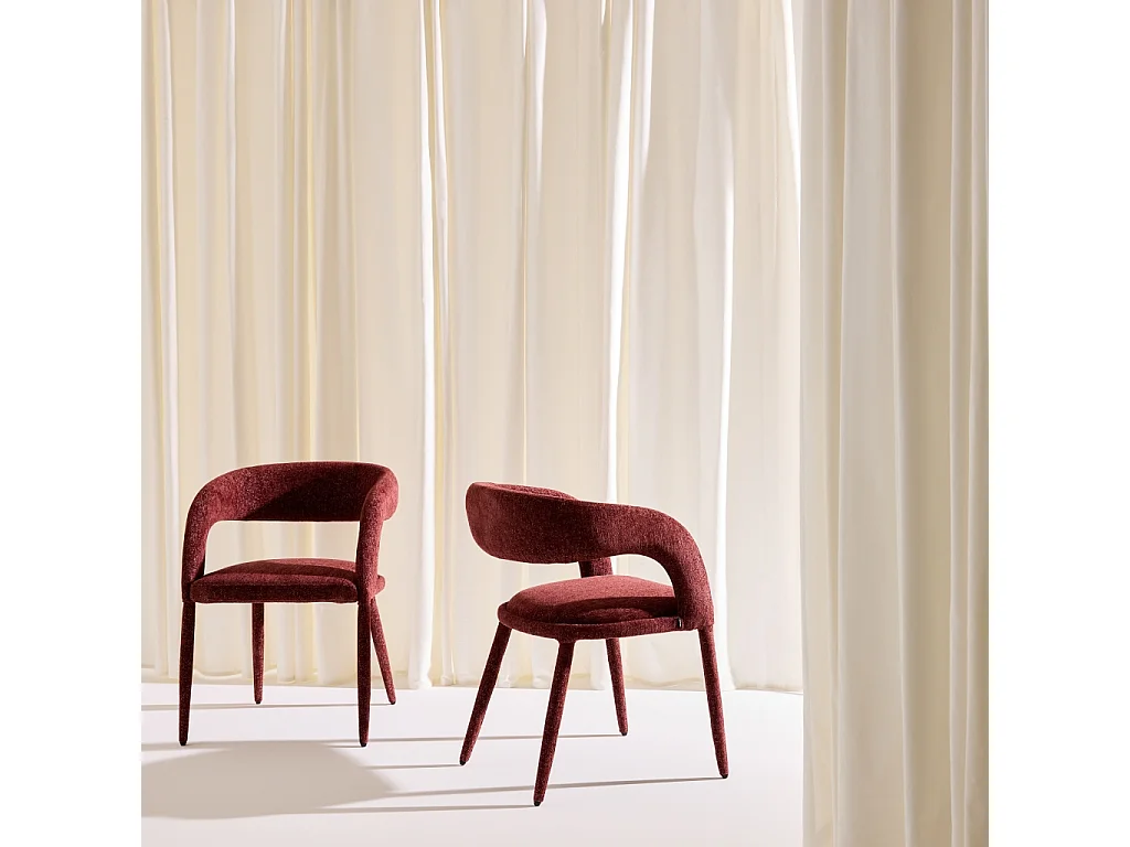SET 2 POLTRONE CONTEMPORANEE IN TESSUTO BORDEAUX - 57.5X58X77.5 CM