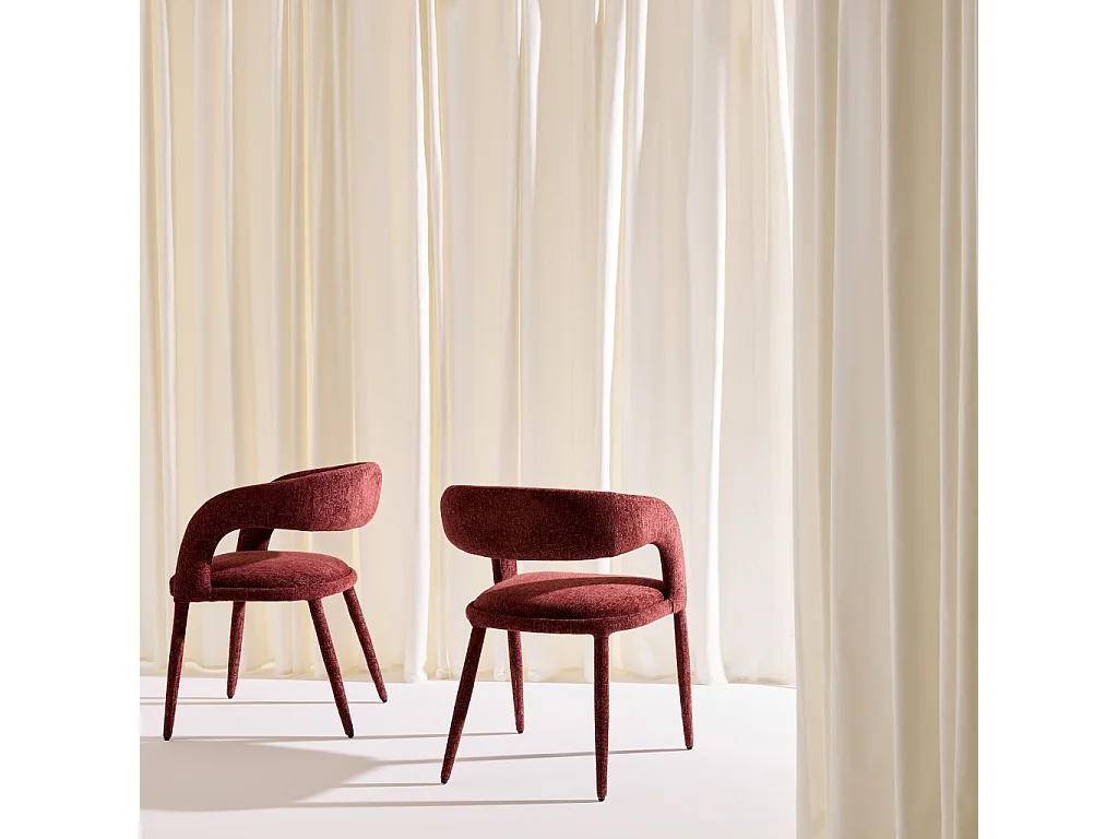 SET 2 POLTRONE CONTEMPORANEE IN TESSUTO BORDEAUX - 57.5X58X77.5 CM