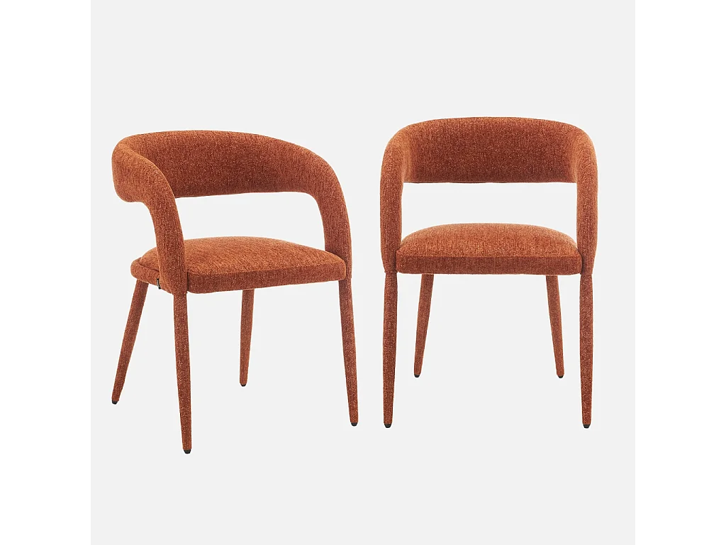 Sillón contemporáneo de tela, set de 2 terracota