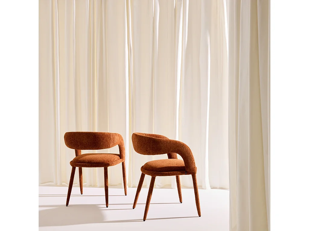 Sillón contemporáneo de tela, set de 2 terracotta