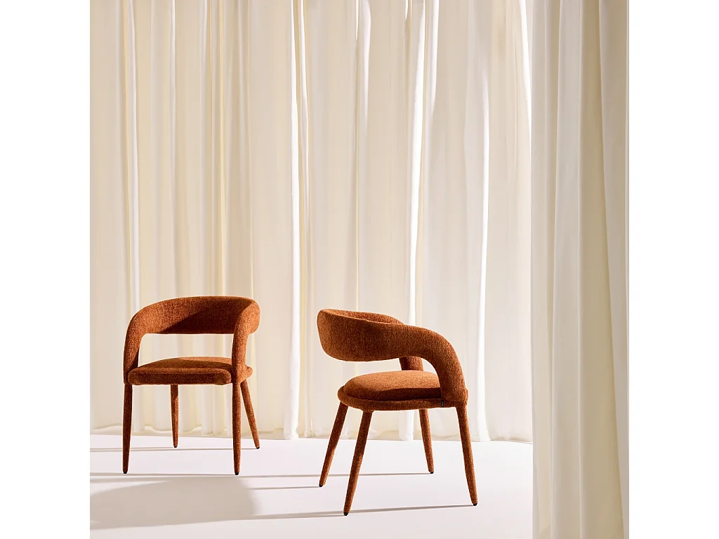 Sillón contemporáneo de tela, set de 2 terracotta
