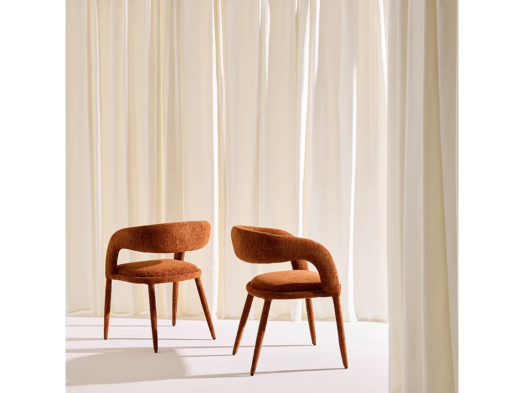 Sillón contemporáneo de tela, set de 2 terracotta