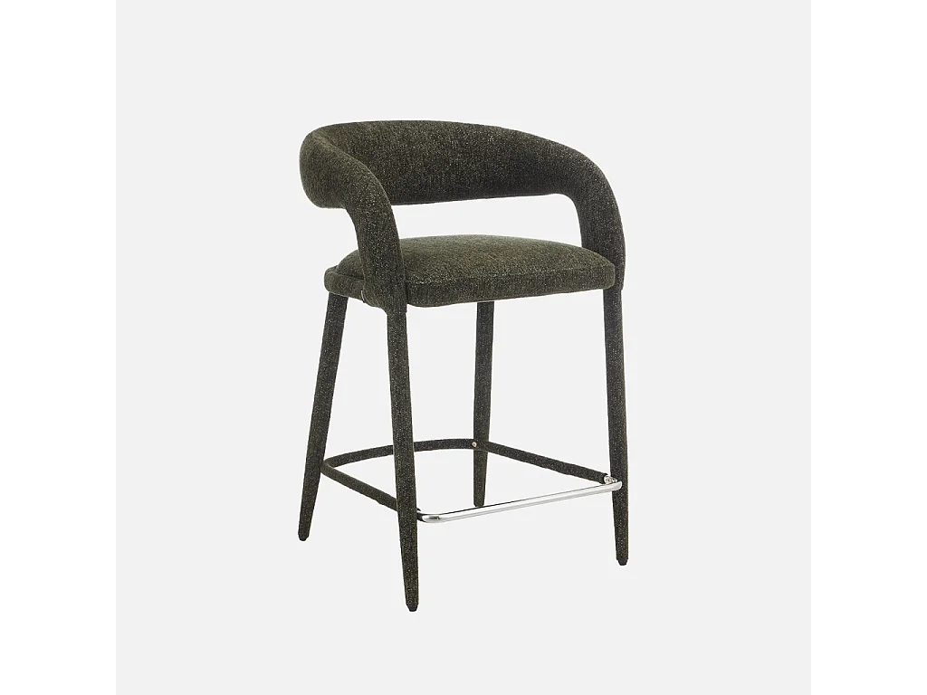Lot de 2 tabourets de bar contemporain tissu kaki - Alessia