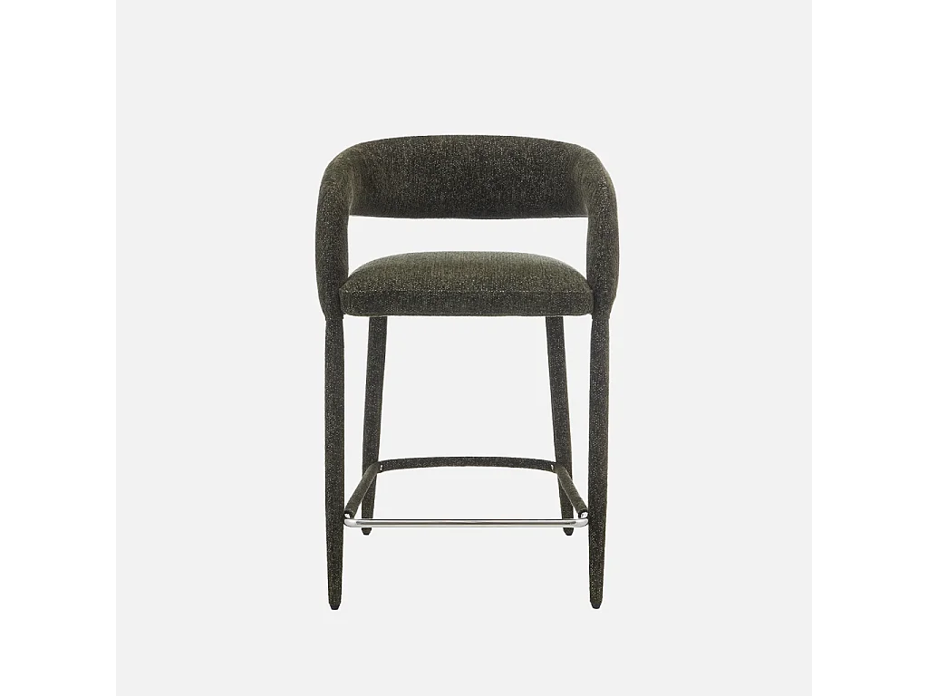 Lot de 2 tabourets de bar contemporain tissu kaki - Alessia