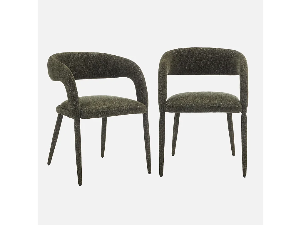 Sillón contemporáneo de tela, set de 2 verde kaki