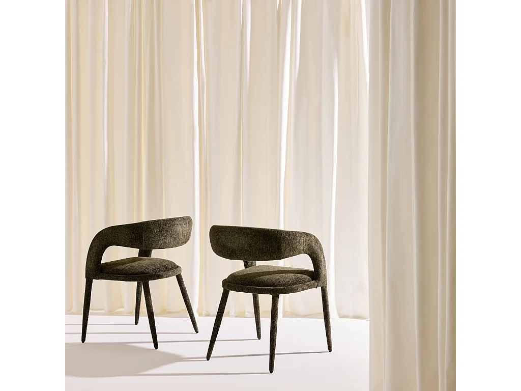 SET 2 POLTRONE CONTEMPORANEE IN TESSUTO VERDE KAKI - 57.5X58X77.5 CM