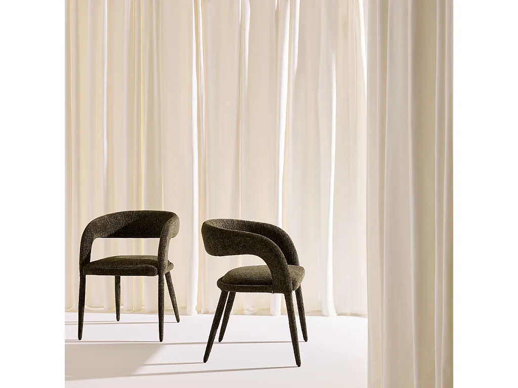 SET 2 POLTRONE CONTEMPORANEE IN TESSUTO VERDE KAKI - 57.5X58X77.5 CM