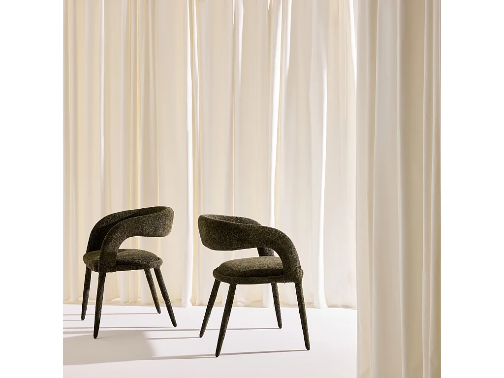 SET 2 POLTRONE CONTEMPORANEE IN TESSUTO VERDE KAKI - 57.5X58X77.5 CM