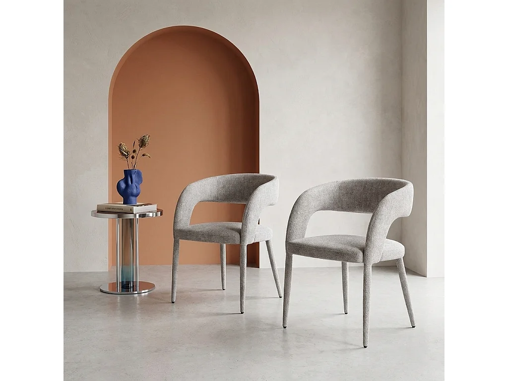 Sillón contemporáneo de tela, set de 2 pardo