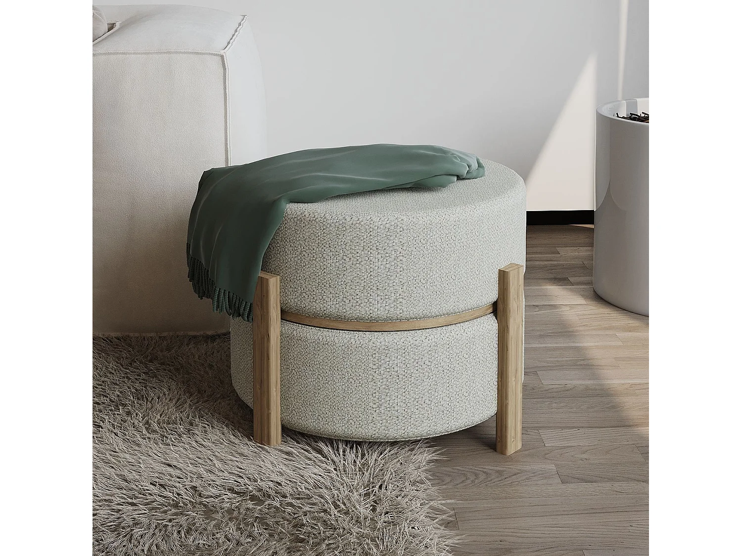 Houten poef "Clone" - 47 x 48 x 45 cm - Beige
