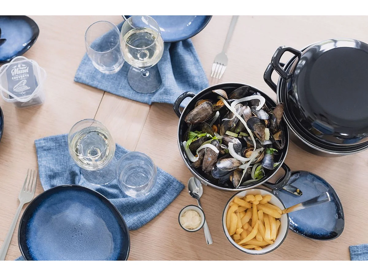 Cosy & Trendy 111.018 Schwarzer Edelstahl Moules Topf 1,2 KG/2,8L Induktionsgeeignet
