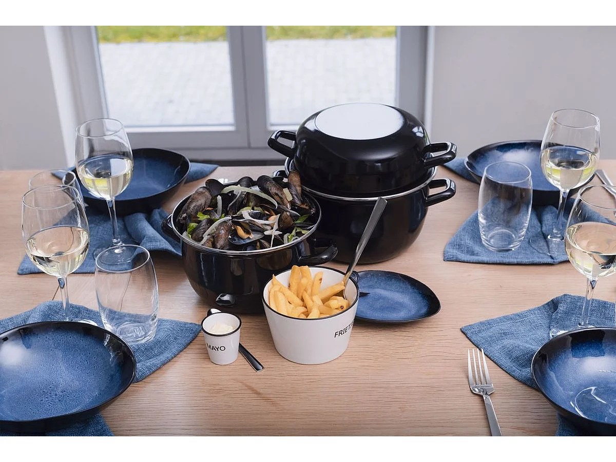 Cosy & Trendy 111.018 Schwarzer Edelstahl Moules Topf 1,2 KG/2,8L Induktionsgeeignet