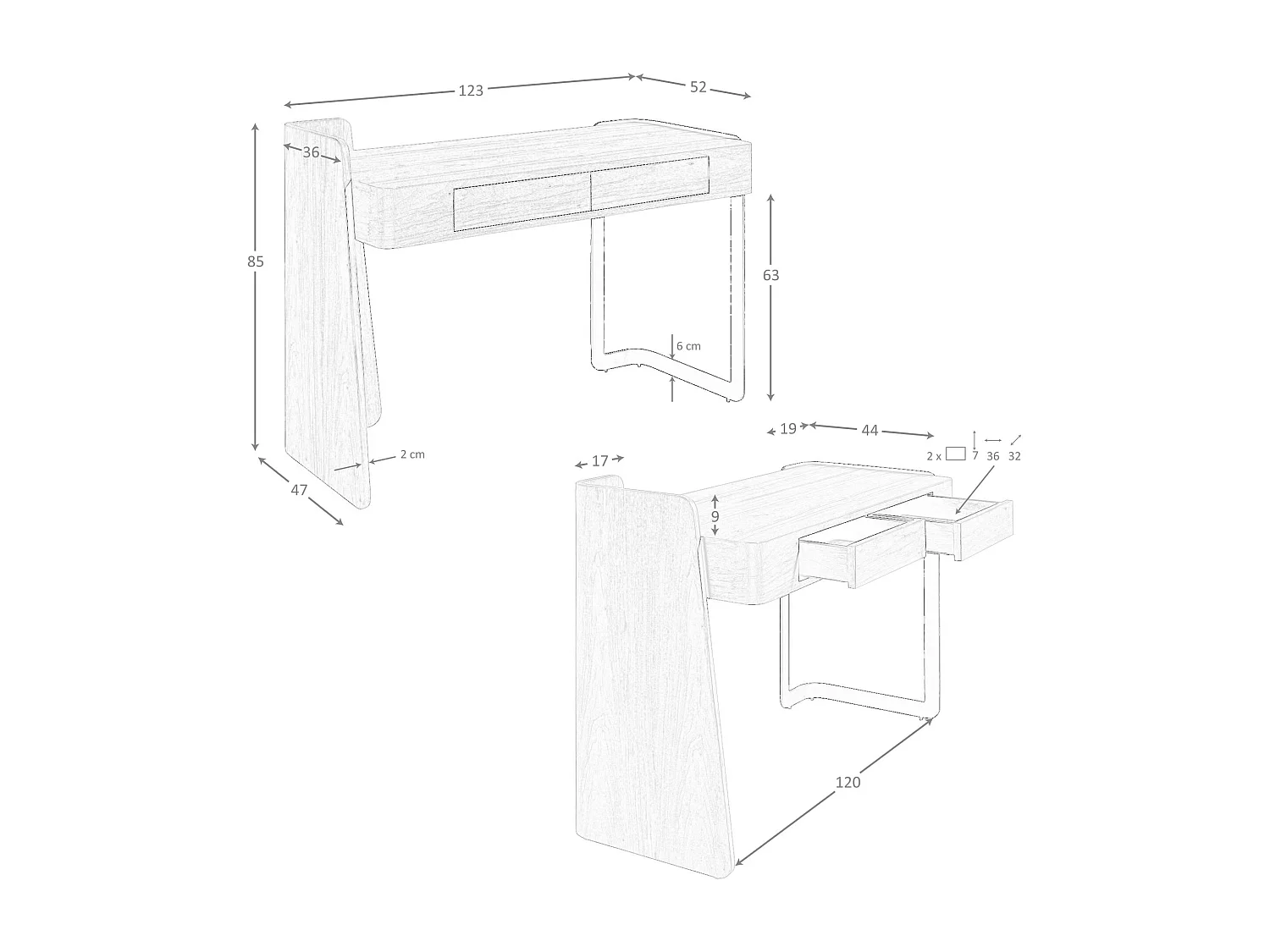 Bureau en noyer et acier époxy noir