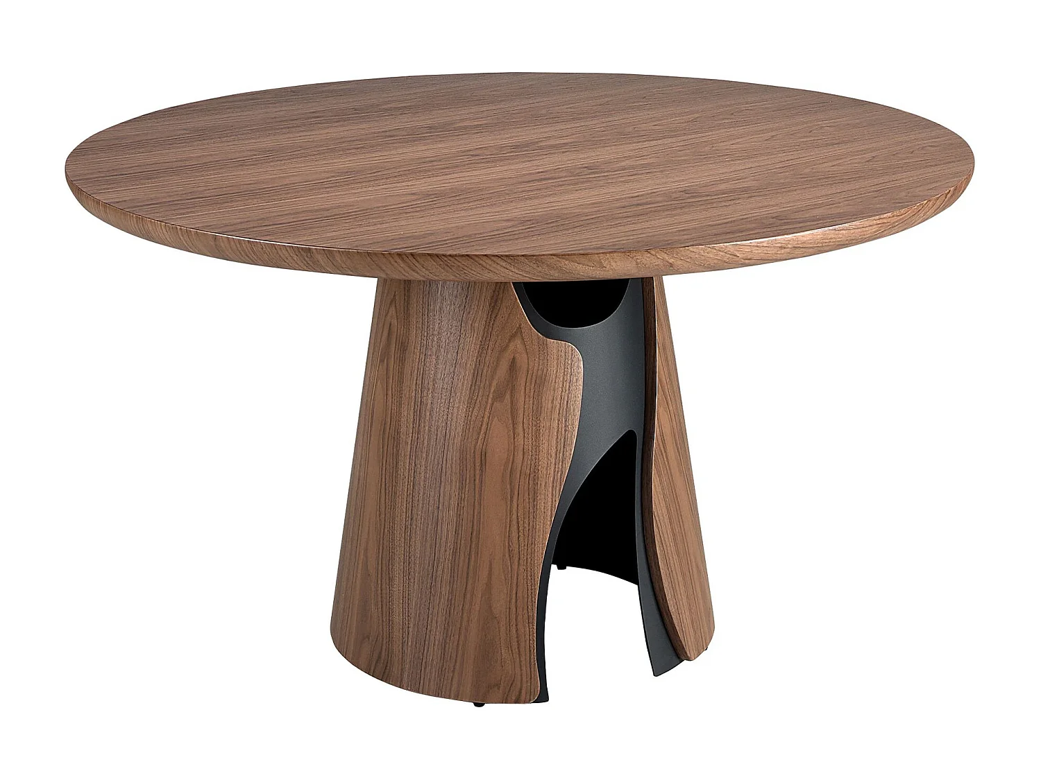 Round dining table in walnut and black epoxy steel 1205 ANGEL CERDA
