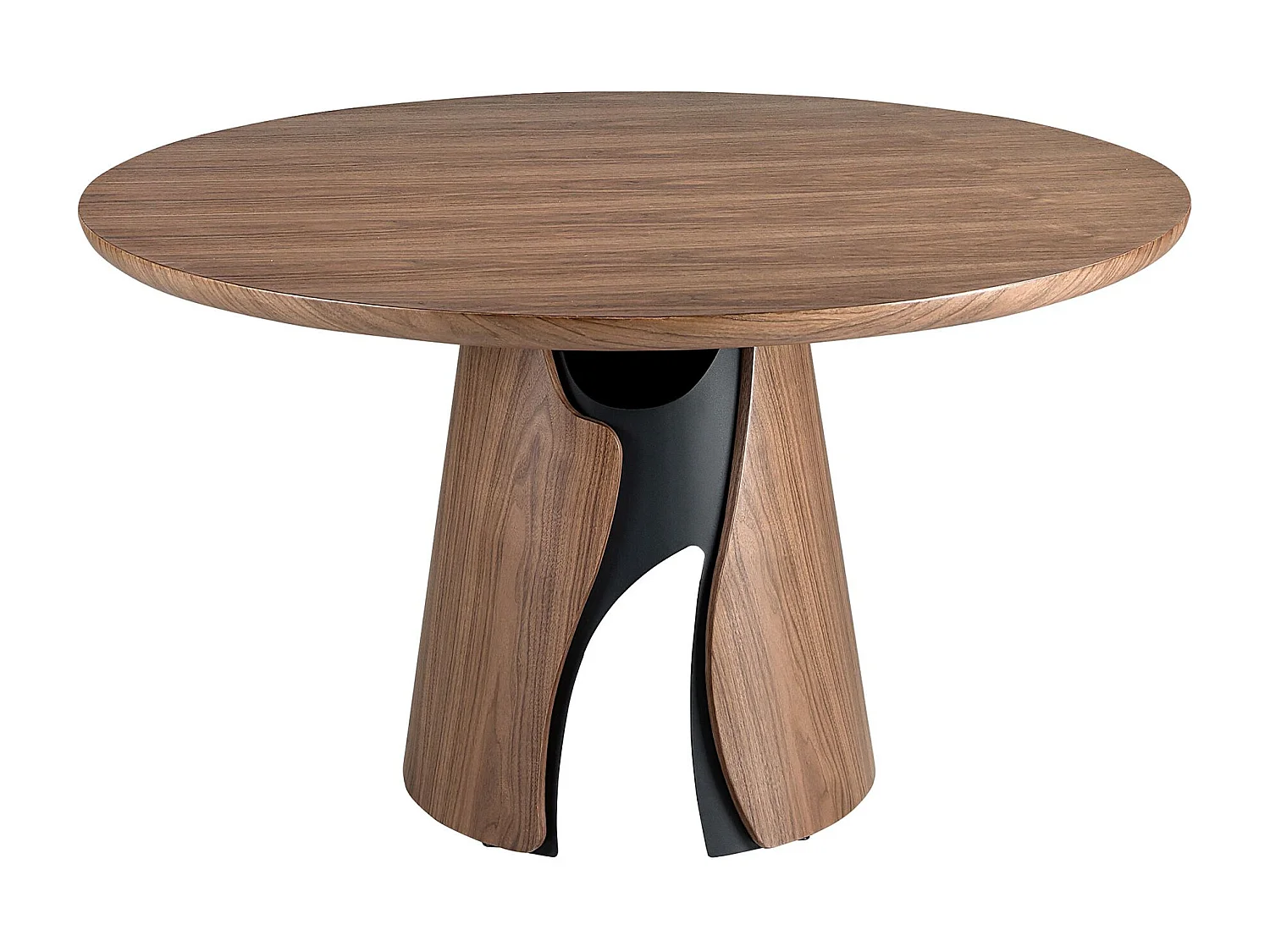 Round dining table in walnut and black epoxy steel 1205 ANGEL CERDA