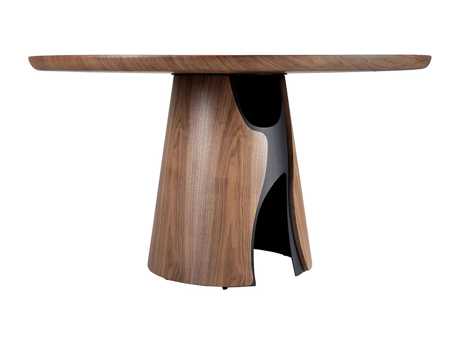 Round dining table in walnut and black epoxy steel 1205 ANGEL CERDA