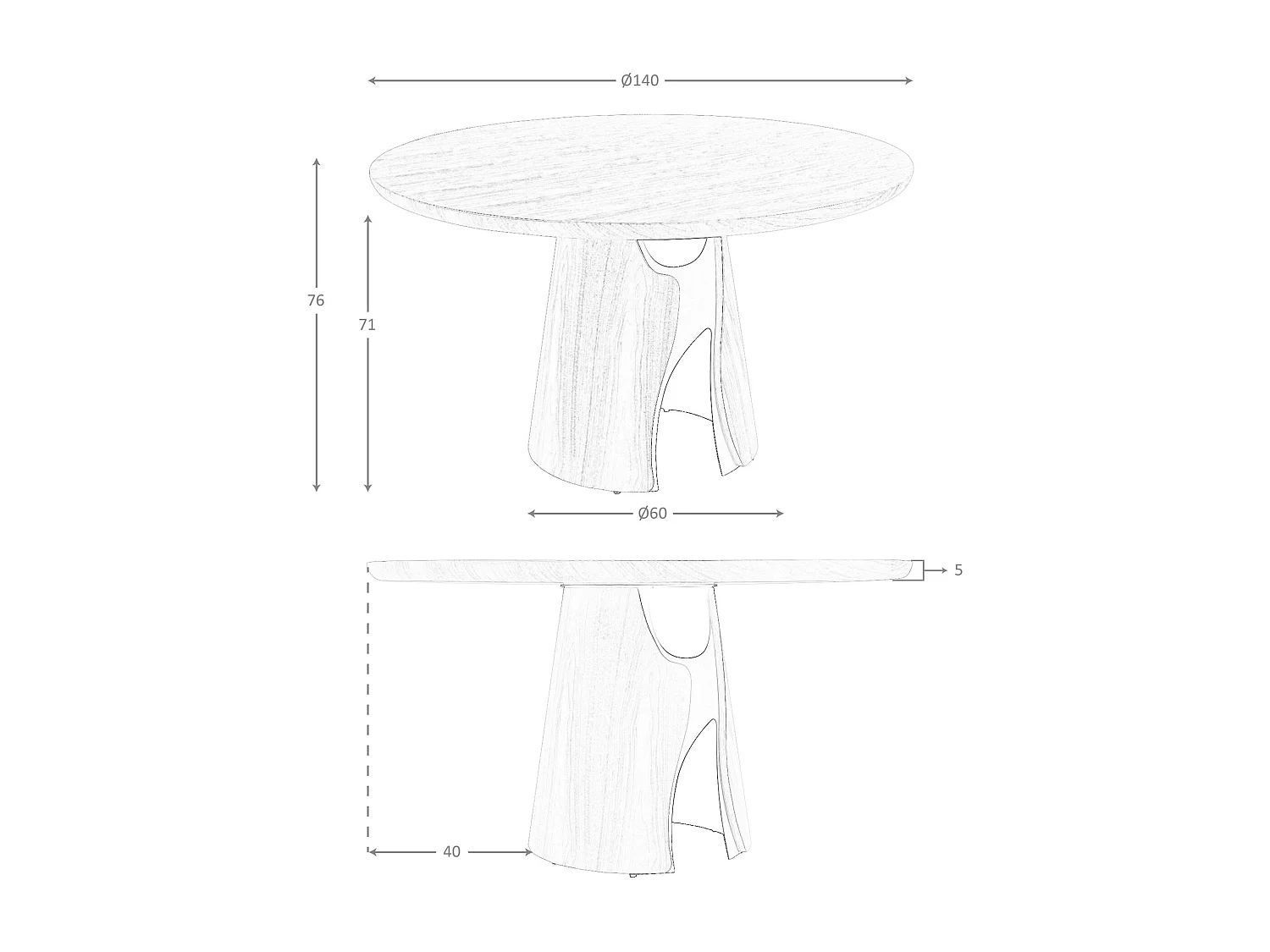 Round dining table in walnut and black epoxy steel 1205 ANGEL CERDA