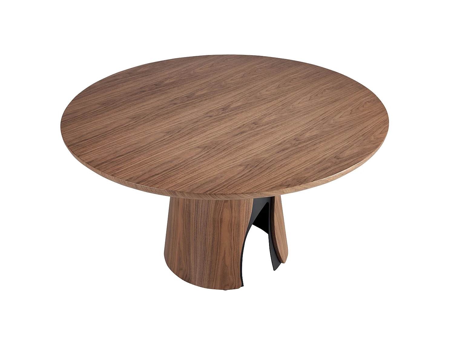 Round dining table in walnut and black epoxy steel 1205 ANGEL CERDA
