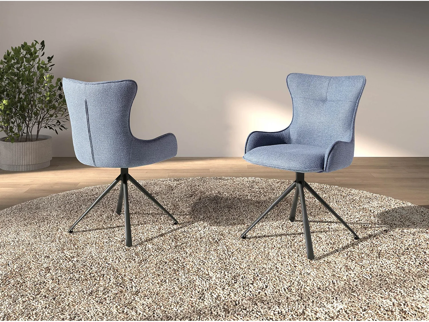 Drehstuhl aus blauem Stoff 4204 ANGEL CERDA